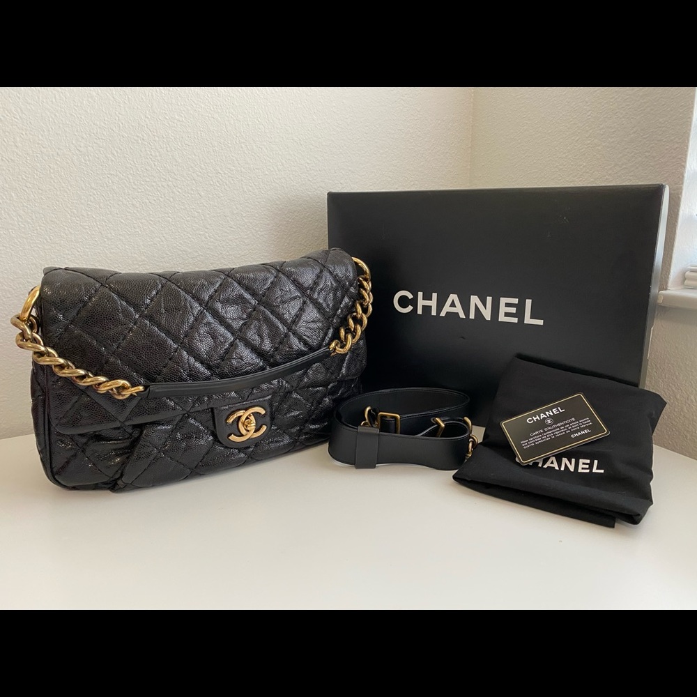 SOLD!Coco Pleats MessengerBag QuiltedGlazed Caviar